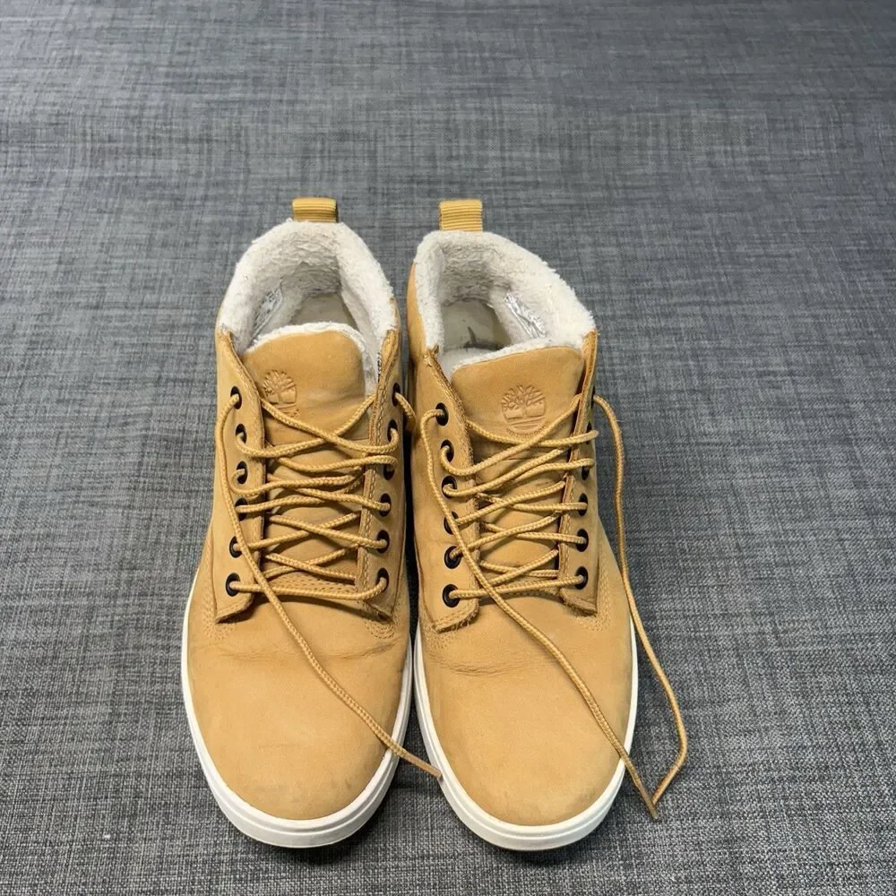 Mens Timberland DAVIS SQUARE Warm Fur Lined Chukka Sz 7.5 A2G6G Wheat Nubuck